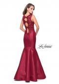 Picture of: Long Mikado Mermaid Gown with Lace Straps in Deep Red, Style: 25972, Detail Picture 1