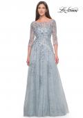Picture of: A-Line Lace and Beaded Mother of the Bride Gown in Dusty Blue, Style: 31795, Main Picture
