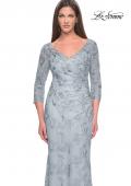 Picture of: Pastel Lace Mother of the Bride Gown with Three Quarter Sleeves in Dusty Blue, Style: 31684, Detail Picture 5