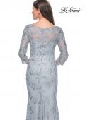 Picture of: Pastel Lace Mother of the Bride Gown with Three Quarter Sleeves in Dusty Blue, Style: 31684, Detail Picture 6