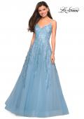 Picture of: Floral Embellished A-Line Tulle Prom Dress in Dusty Blue, Style: 27819, Main Picture