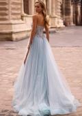 Picture of: A-line Tulle Prom Dress with Stunning Floral Beaded Design in Dusty Blue, Style: 32862, Back Picture