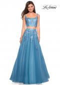 Picture of: Two Piece Floor Length Prom Dress with Lace Detail in Dusty Blue, Style: 27489, Detail Picture 1