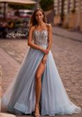 Picture of: A-line Tulle Prom Dress with Stunning Floral Beaded Design in Dusty Blue, Style: 32862, Detail Picture 1