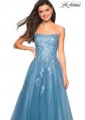 Picture of: Lace Accented Strapless Ball Gown with Pockets in Dusty Blue, Style: 27330, Detail Picture 4