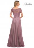 Picture of: Long Chiffon Dress with Lace Bodice and Pockets in Dusty Lilac, Style: 27098, Back Picture