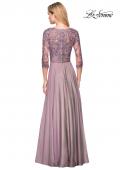 Picture of: Floor Length Chiffon Dress with Lace Sleeves in Dusty Lilac, Style: 27153, Back Picture