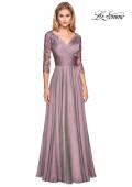 Picture of: Floor Length Chiffon Dress with Lace Sleeves in Dusty Lilac, Style: 27153, Detail Picture 3