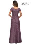 Picture of: Lace Evening Gown with Cap Sleeves and V Neck, Style: 27915, Detail Picture 4