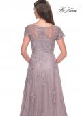 Picture of: A-Line Dress with Lace Applique and Sheer Short Sleeves in Dusty Lilac, Style: 30168, Detail Picture 6