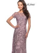 Picture of: Floral Beaded Evening Dress with Sheer Cap Sleeves, Style: 27956, Detail Picture 9