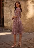 Picture of: Tea Length Embroidered Dress with Sheer Sleeves, Style: 27971, Back Picture