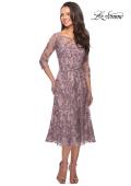 Picture of: Tea Length Embroidered Dress with Sheer Sleeves, Style: 27971, Detail Picture 5