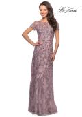 Picture of: Floral Beaded Evening Dress with Sheer Cap Sleeves, Style: 27956, Detail Picture 7