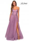 Picture of: Strapless Beaded Prom Gown with Slit and Pockets in Dusty Lilac, Style 28603, Detail Picture 7