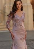Picture of: Floral Embroidered V-Neck Evening Gown in Dusty Mauve, Style: 33335, Detail Picture 1