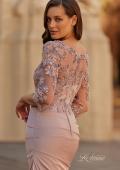 Picture of: Floral Embroidered V-Neck Evening Gown in Dusty Mauve, Style: 33335, Detail Picture 2