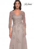 Picture of: Tulle and Lace A-Line Dress with V Neckline in Dusty Mauve, Style: 30398, Detail Picture 8