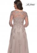 Picture of: Tulle and Lace A-Line Dress with V Neckline in Dusty Mauve, Style: 30398, Detail Picture 9