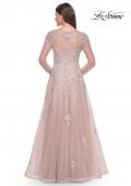 Picture of: Beautiful A-line Tulle and Lace Long Sleeve Gown in Dusty Mauve, Style: 31937, Back Picture