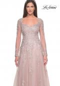 Picture of: Beautiful A-line Tulle and Lace Long Sleeve Gown in Dusty Mauve, Style: 31937, Detail Picture 1