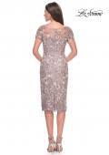 Picture of: Knee Length Beaded Lace Mother of the Bride Dress in Dusty Mauve, Style: 31775, Detail Picture 2