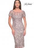 Picture of: Knee Length Beaded Lace Mother of the Bride Dress in Dusty Mauve, Style: 31775, Detail Picture 3