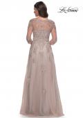 Picture of: Tulle and Lace A-Line Dress with V Neckline in Dusty Mauve, Style: 30398, Detail Picture 4