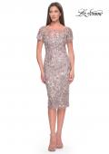 Picture of: Knee Length Beaded Lace Mother of the Bride Dress in Dusty Mauve, Style: 31775, Detail Picture 4