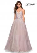 Picture of: Tulle Ball Gown with Beaded Bust Detail and Strappy Back in Dusty Mauve, Style: 27475, Main Picture