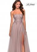 Picture of: Strapless Tulle Gown with Floral Embellishments in Dusty Mauve, Style: 28586, Main Picture