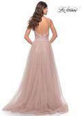 Picture of: A Line Tulle Gown with Lace Bodice and V Back in Dusty Mauve, Style: 31507, Detail Picture 9