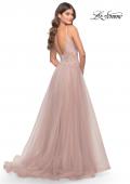 Picture of: A Line Tulle Gown with Lace Bodice and V Back in Dusty Mauve, Style: 31507, Detail Picture 10