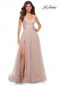 Picture of: A-line Tulle Gown with V Neckline and Pockets in Dusty Mauve, Detail Picture 14