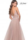 Picture of: A Line Tulle Gown with Lace Bodice and V Back in Dusty Mauve, Style: 31507, Detail Picture 14