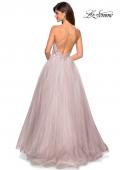 Picture of: Tulle Ball Gown with Beaded Bust Detail and Strappy Back in Dusty Mauve, Style: 27475, Back Picture