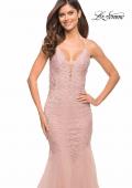 Picture of: Mermaid Tulle and Lace Jeweled Prom Dress in Dusty Mauve, Style: 30584, Detail Picture 18