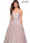 Picture of: Tulle Ball Gown with Beaded Bust Detail and Strappy Back in Dusty Mauve, Style: 27475, Back Picture