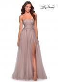 Picture of: Strapless Tulle Gown with Floral Embellishments in Dusty Mauve, Style: 28586, Detail Picture 1