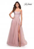 Picture of: Rhinestone and Tulle Gown with A-line Skirt in Dusty Mauve, Style: 30581, Detail Picture 1