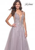 Picture of: A-Line Rhinestone and Beaded Embellished Prom Dress in Dusty Mauve, Style: 31995, Detail Picture 1