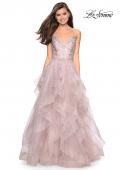 Picture of: Floor Length Tulle Dress with Floral Embellishments in Dusty Mauve, Style: 27579, Detail Picture 2