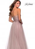 Picture of: Strapless Tulle Gown with Floral Embellishments in Dusty Mauve, Style: 28586, Detail Picture 2