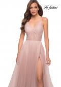 Picture of: A Line Tulle Prom Dress with Sheer Bodice in Dusty Mauve, Style 29076, Detail Picture 2