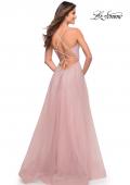 Picture of: Rhinestone and Tulle Gown with A-line Skirt in Dusty Mauve, Style: 30581, Detail Picture 2