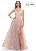 Picture of: Tulle A-Line Prom Dress with Rhinestone Straps in Dusty Mauve, Style: 31204, Detail Picture 2
