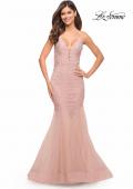 Picture of: Mermaid Tulle and Lace Jeweled Prom Dress in Dusty Mauve, Style: 30584, Detail Picture 5