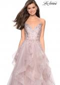 Picture of: Floor Length Tulle Dress with Floral Embellishments in Dusty Mauve, Style: 27579, Detail Picture 6