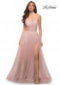 Picture of: A Line Tulle Prom Dress with Sheer Bodice in Dusty Mauve, Style 29076, Detail Picture 6