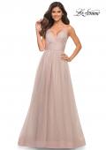 Picture of: A-line Tulle Gown with V Neckline and Pockets in Dusty Mauve, Detail Picture 6